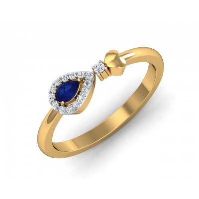 Buy Anchita Sapphire Ring in 14k hallmarked gold and studded with a Pear Shape Natural Sapphire and Diamonds
